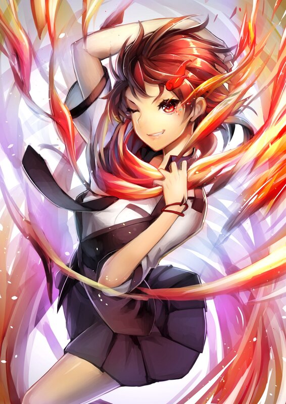 Anime Girl with Red Hair — Dynamic, Digital Art, School Uniform