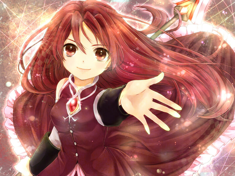 Anime Girl with Red Hair — Energetic, Digital Art