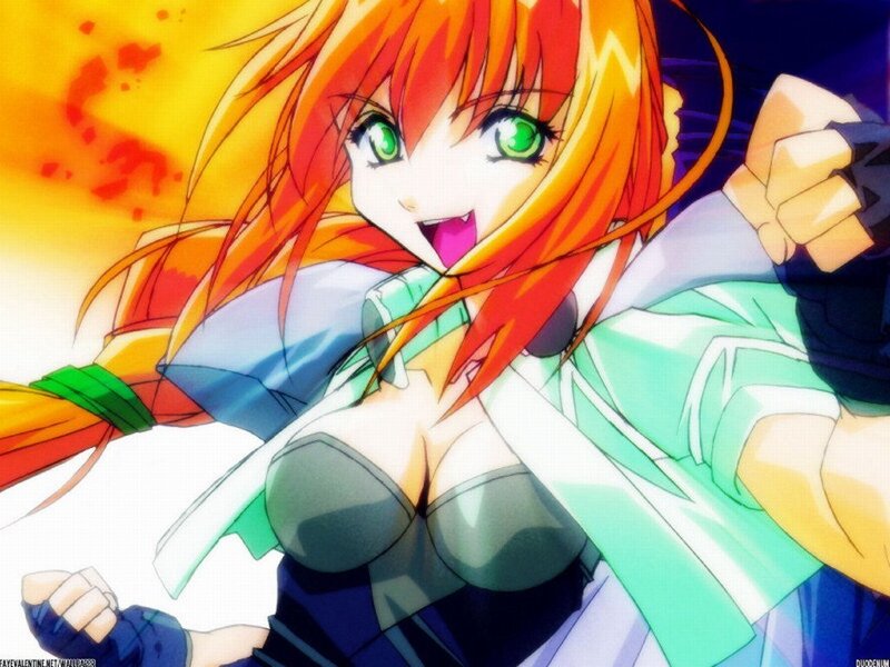 Anime Girl with Red Hair — Energetic, Green Eyes