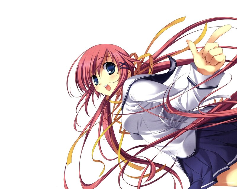 Anime Girl with Red Hair — Energetic, School Uniform