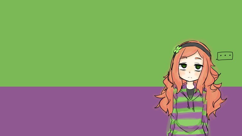 Anime Girl with Red Hair — Green, Neutral