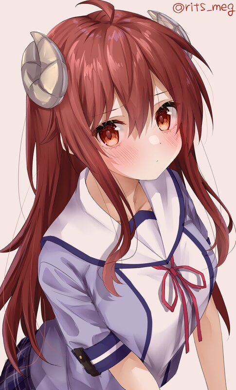 Anime Girl with Red Hair — Innocent, Digital Art