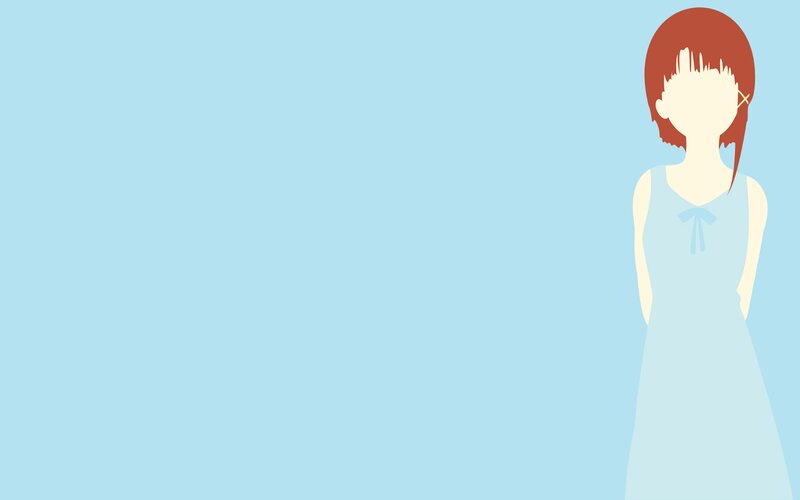 Anime Girl with Red Hair — Light Blue, Calm, Minimalist