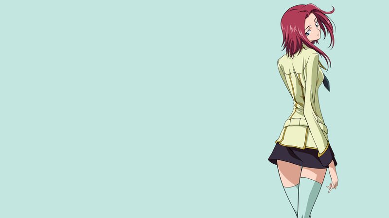 Anime Girl with Red Hair — Light Blue, Calm, School Uniform