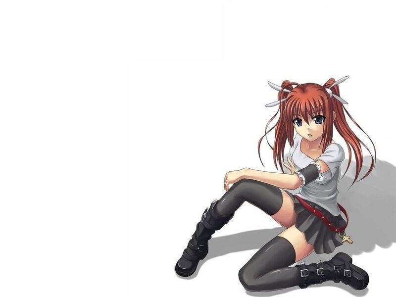 Anime Girl with Red Hair — Neutral, Pigtails