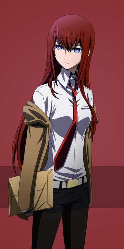 Anime Girl with Red Hair — Neutral, School Uniform, Coat