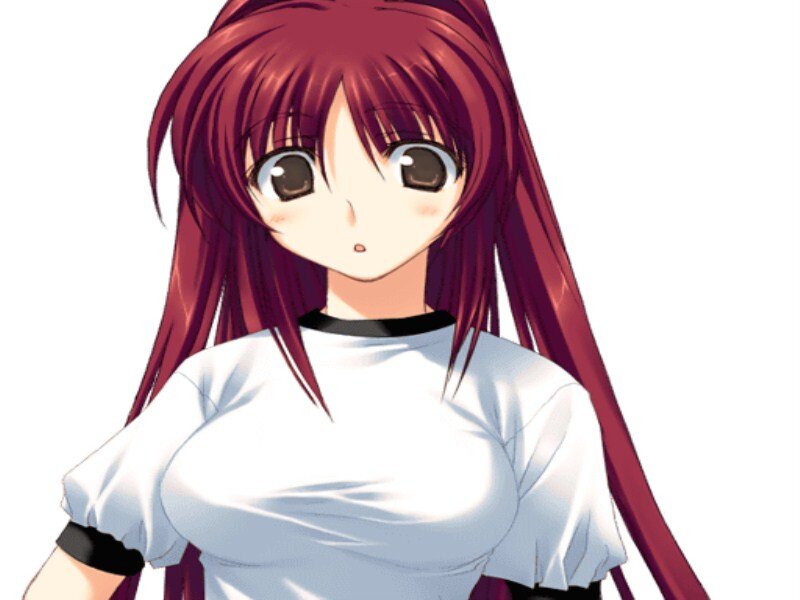 Anime Girl with Red Hair — Neutral, White Shirt
