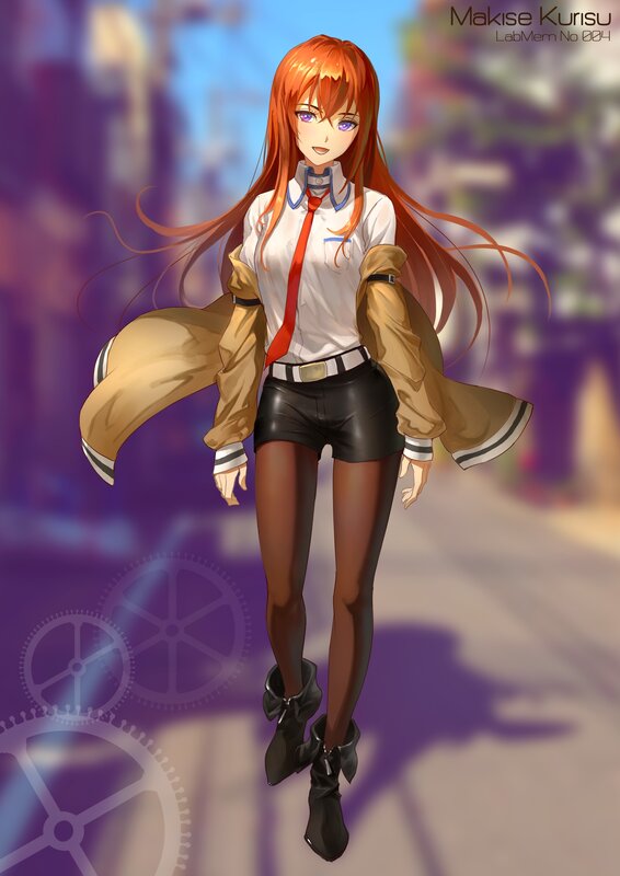 Anime Girl with Red Hair — Orange, Confident, Afternoon