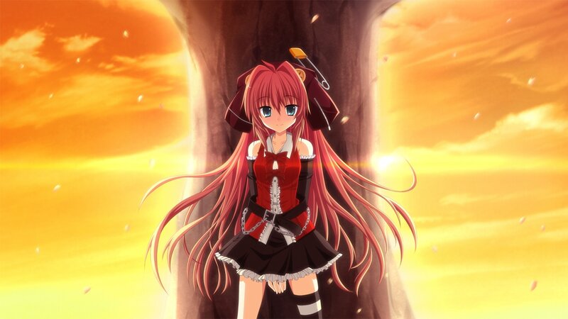 Anime Girl with Red Hair — Orange, Dramatic, Sunset