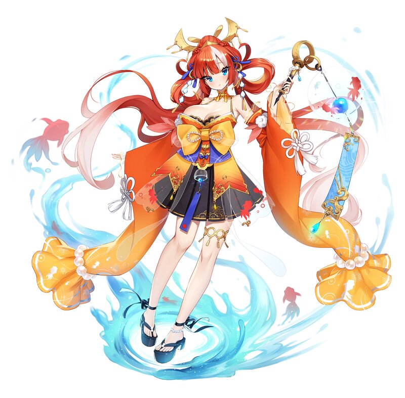 Anime Girl with Red Hair — Orange, Dynamic, Digital Art