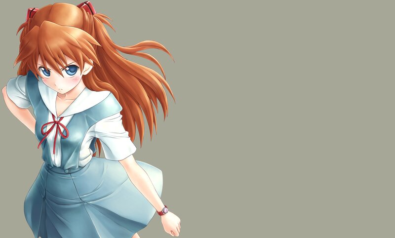 Anime Girl with Red Hair — Orange, Neutral, School Uniform