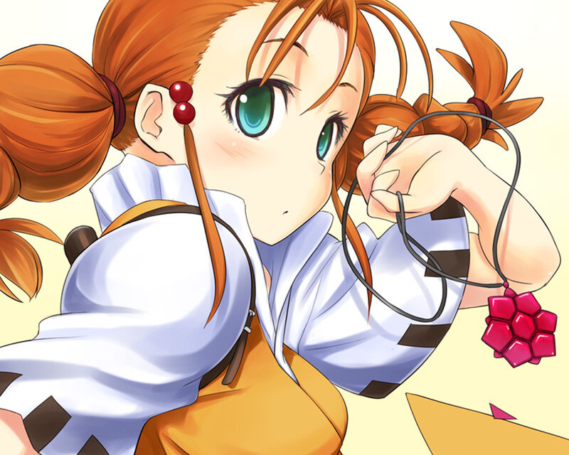 Anime Girl with Red Hair — Orange, Playful