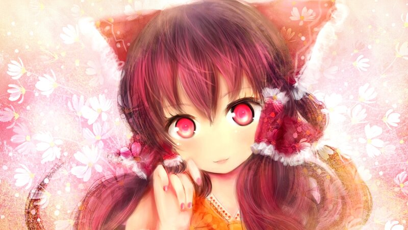 Anime Girl with Red Hair — Pink, Dreamy, Spring