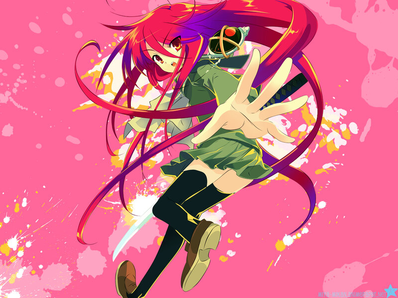 Anime Girl with Red Hair — Pink, Dynamic