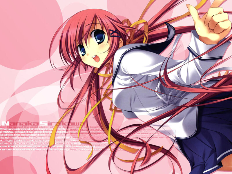 Anime Girl with Red Hair — Pink, Energetic