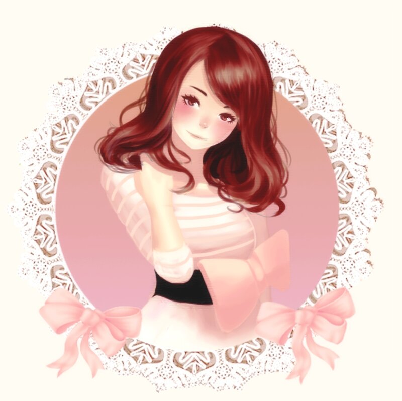 Anime Girl with Red Hair — Pink, Sweet