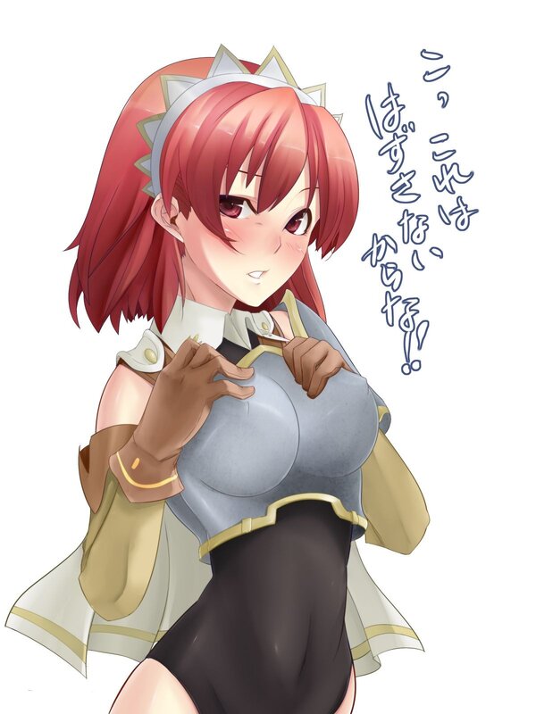 Anime Girl with Red Hair — Playful, Cat Ears