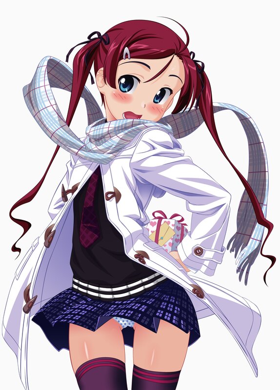 Anime Girl with Red Hair — Playful, Scarf