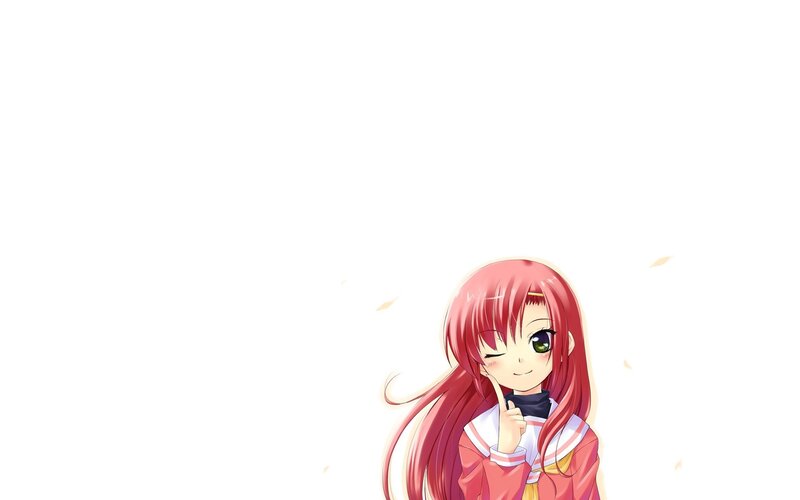 Anime Girl with Red Hair — Playful, School Uniform, Winking