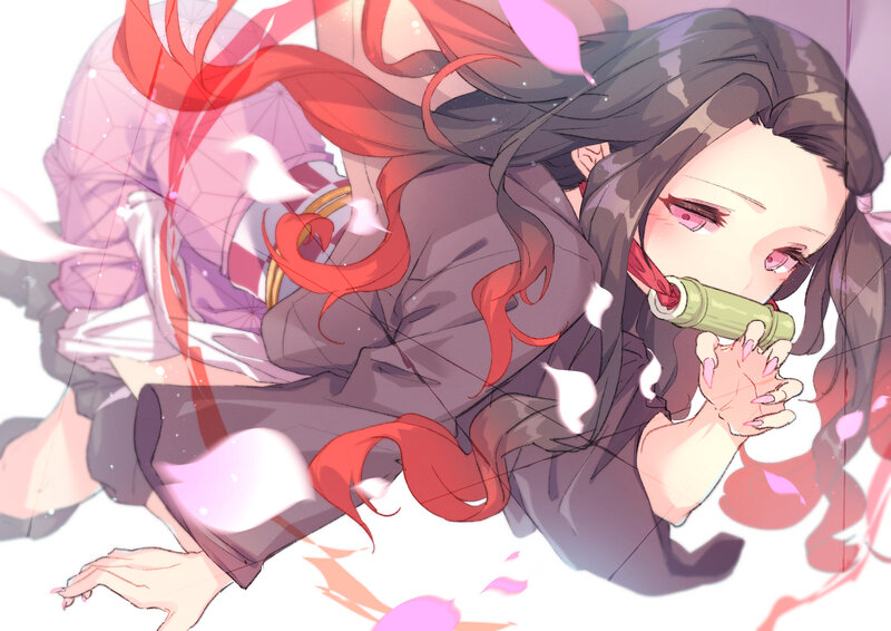 Anime Girl with Red Hair — Purple, Calm, Spring
