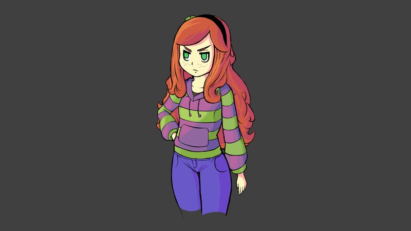 Anime Girl with Red Hair — Purple, Neutral