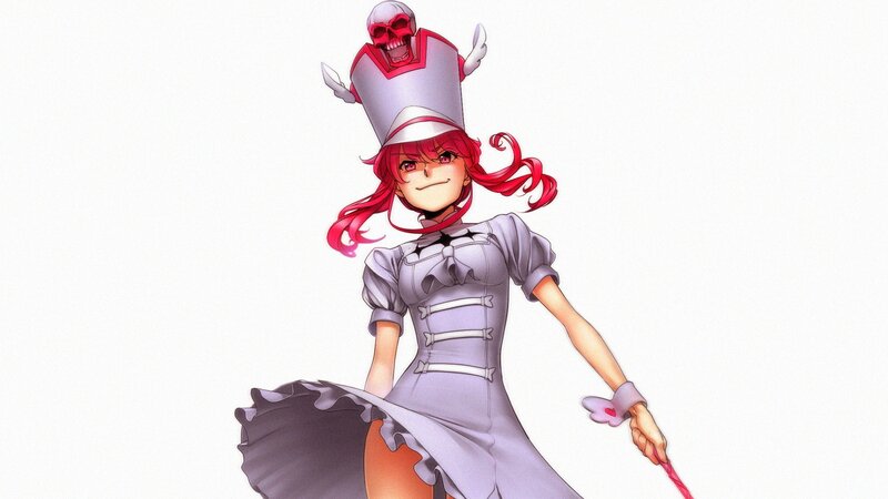 Anime Girl with Red Hair — Purple, Playful