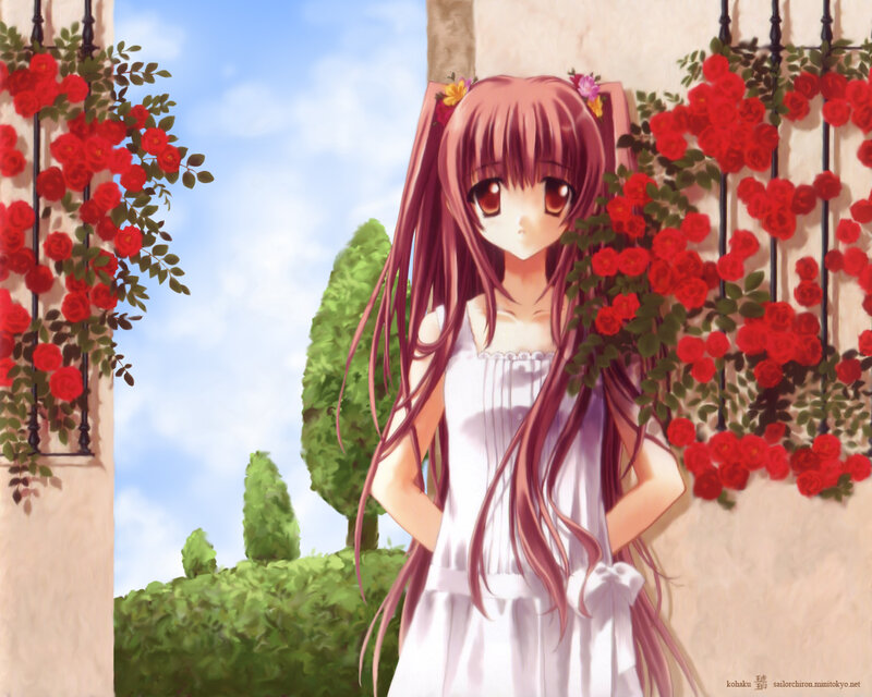 Anime Girl with Red Hair — Serene, Afternoon