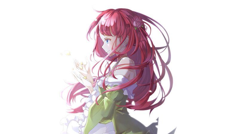 Anime Girl with Red Hair — Serene, Digital Art, Long Hair