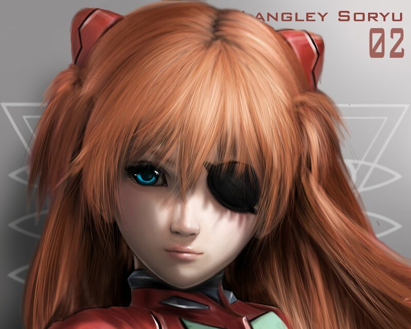 Anime Girl with Red Hair — Serious, Digital Art