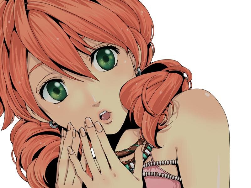 Anime Girl with Red Hair — Surprised