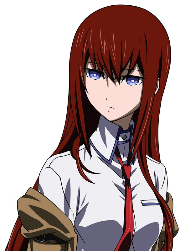 Anime Girl with Red Hair — White, Neutral, School Uniform, Red Tie