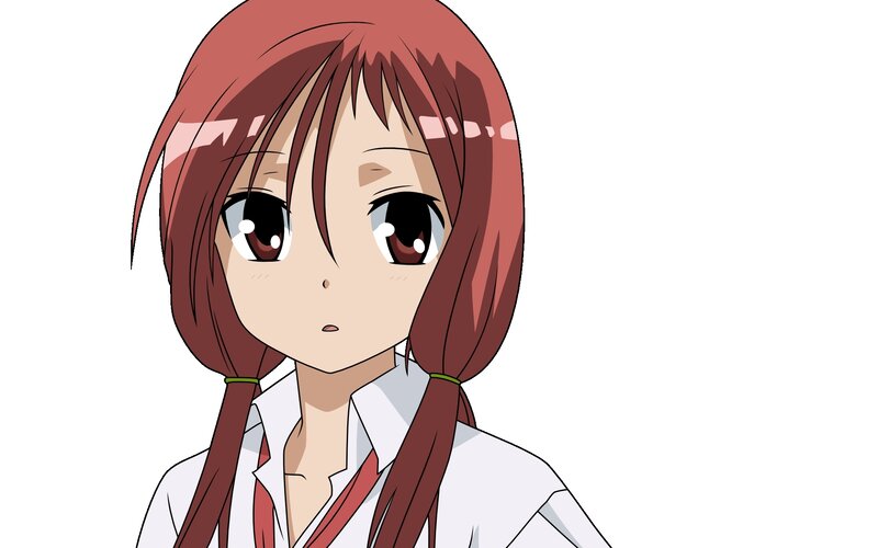 Anime Girl with Red Hair — White, Neutral, School Uniform