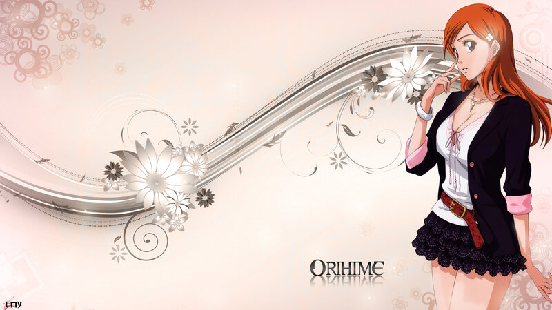 Anime Girl with Red Hair — White