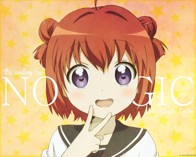 Anime Girl with Red Hair — Yellow, Cheerful