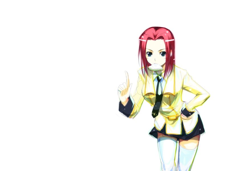 Anime Girl with Red Hair — Yellow, Confident