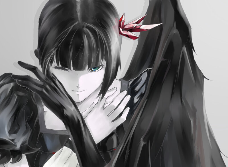 Anime Girl with Red Hairpin