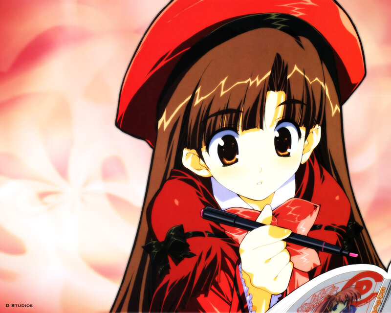 anime girl with red hat