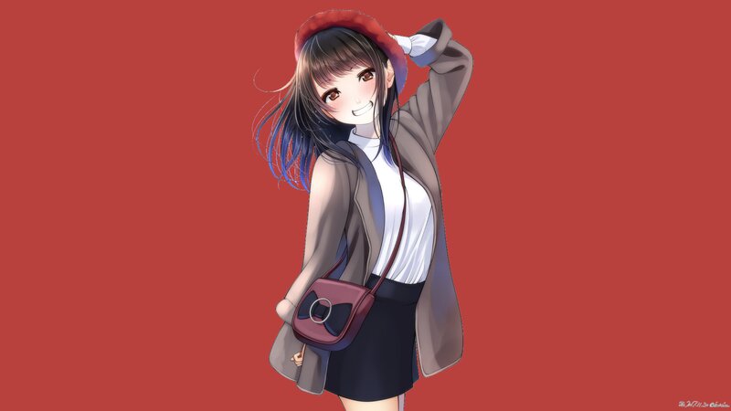 Anime Girl with Red Hat — Cheerful