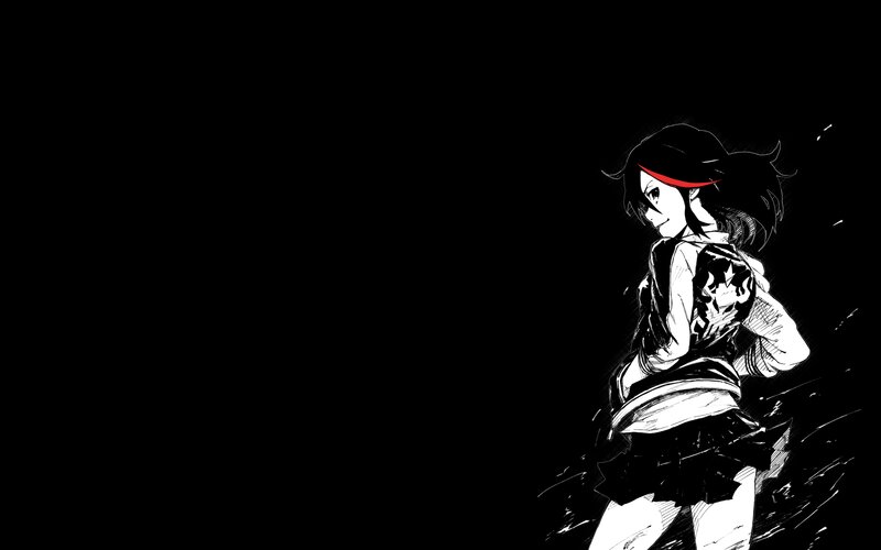 Anime Girl with Red Headband — Black, Dramatic, Manga