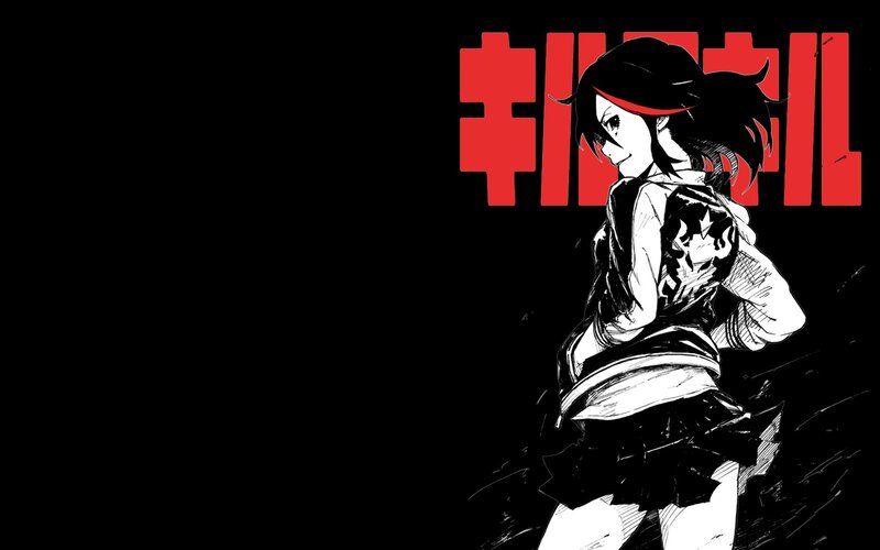 Anime Girl with Red Headband — Black, Dramatic