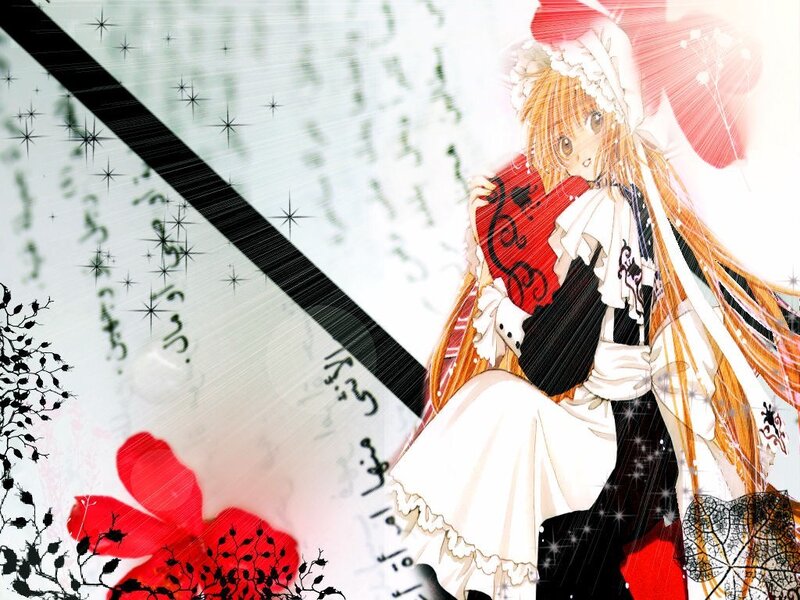 Anime girl with red heart