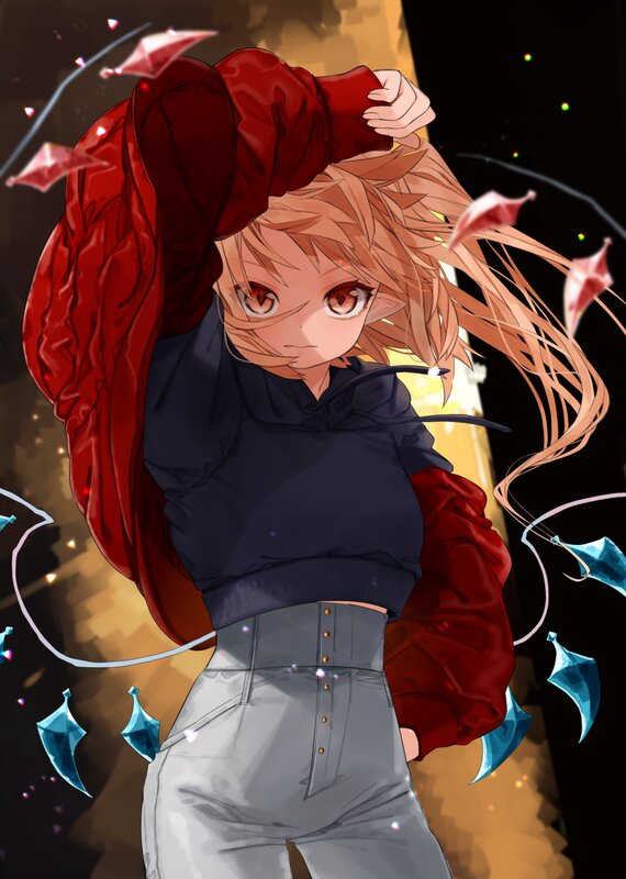 Anime Girl with Red Jacket — Dramatic, Night