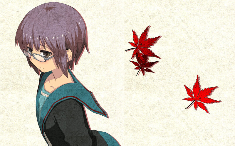 anime girl with red leaves