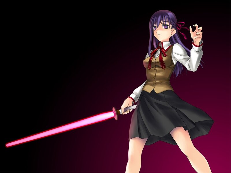 Anime girl with red lightsaber