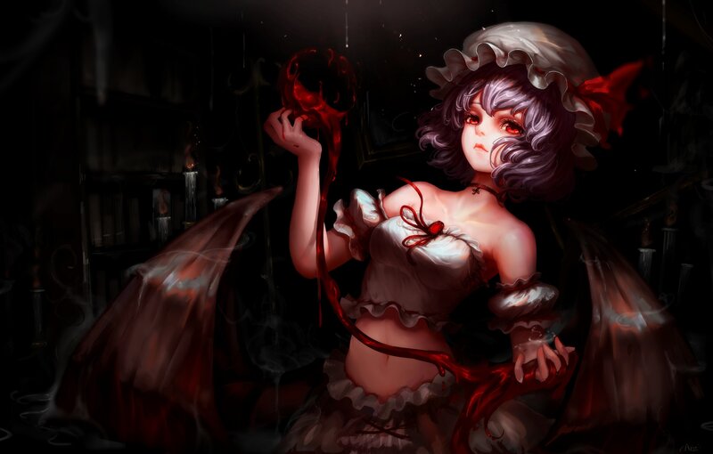 Anime Girl with Red Liquid — Black