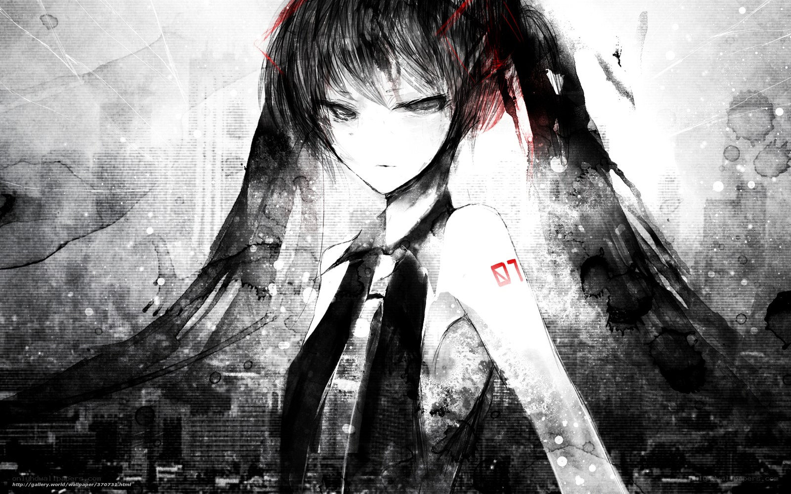 anime girl with red markings