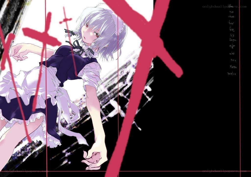 anime girl with red marks