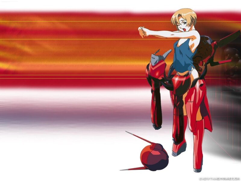 anime girl with red mech