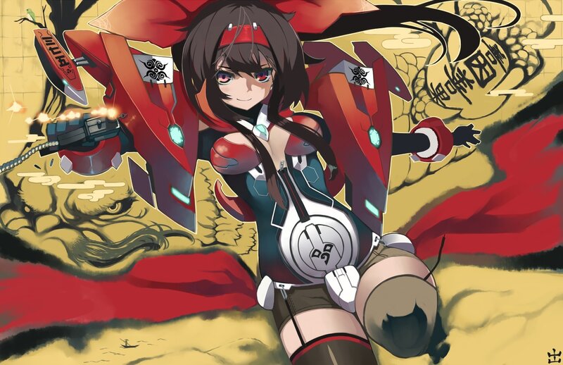 anime girl with red mech