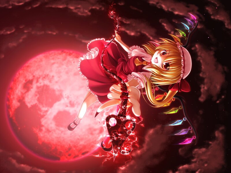 Anime girl with red moon